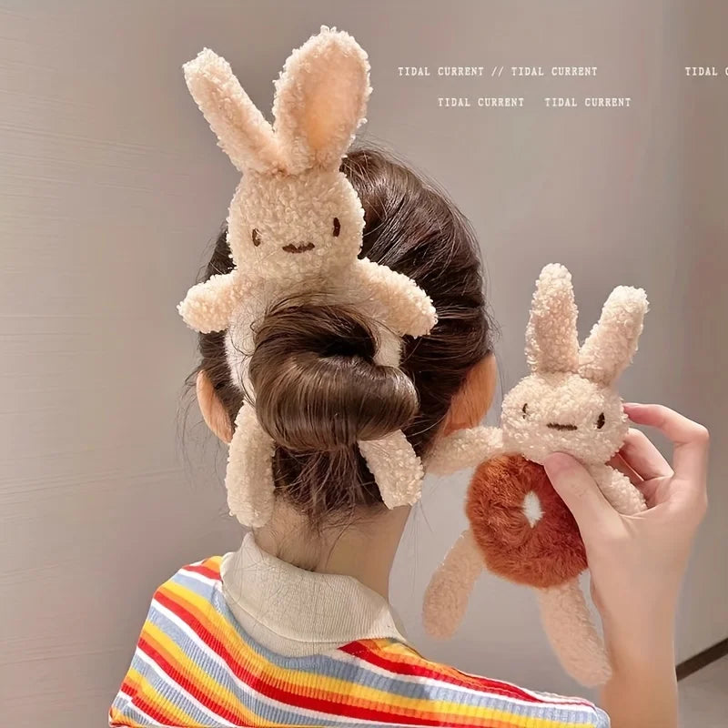 Soft Plush Rabbit Hair Tie | Cartoon Elastic Headband Elastic Hair Tie QXL