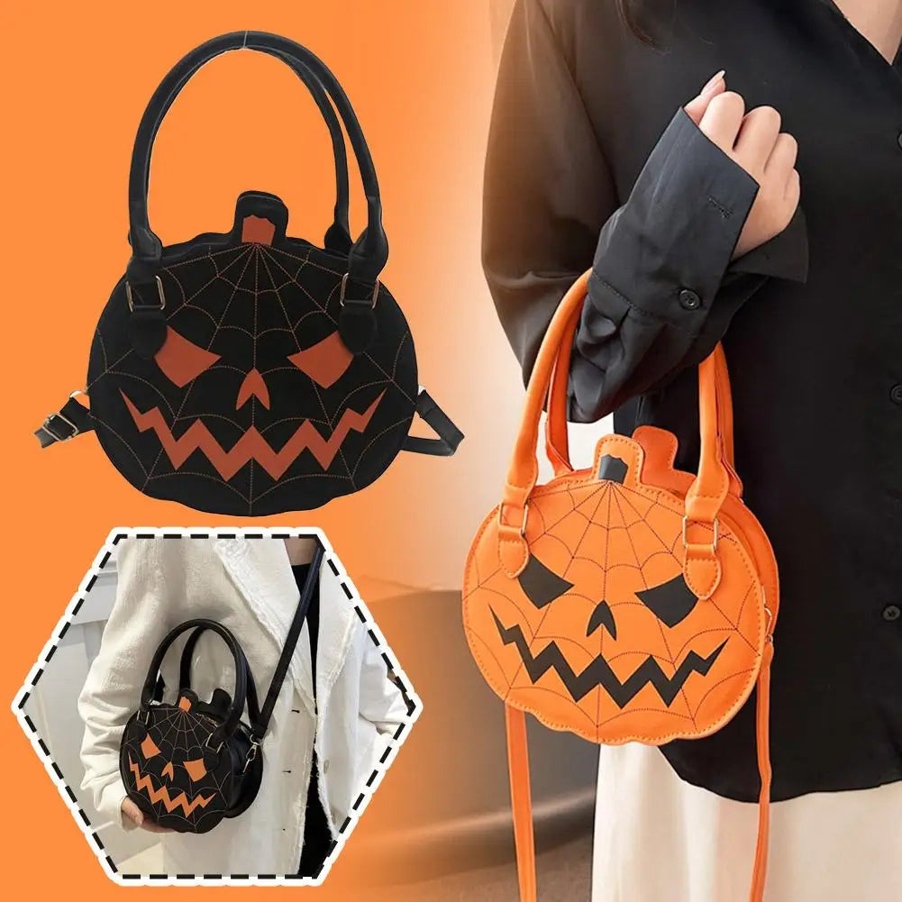 Halloween Pumpkin Crossbody Bag | Large Capacity PU Shoulder Bag Crossbody Shoulder Bag QXL