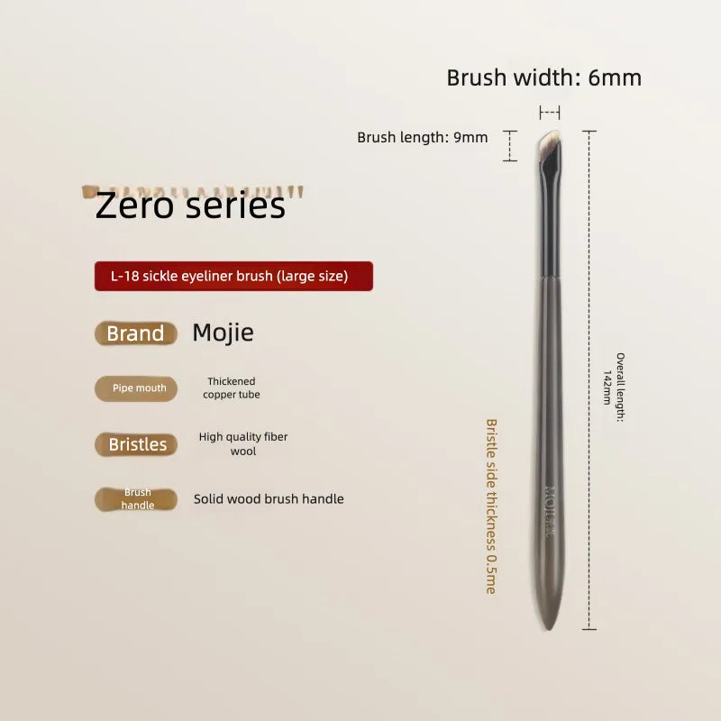 Angled Scythe Eyeliner Brush | Lower Lash Line & Brow Eyeliner Makeup Brush QXL L18 Large