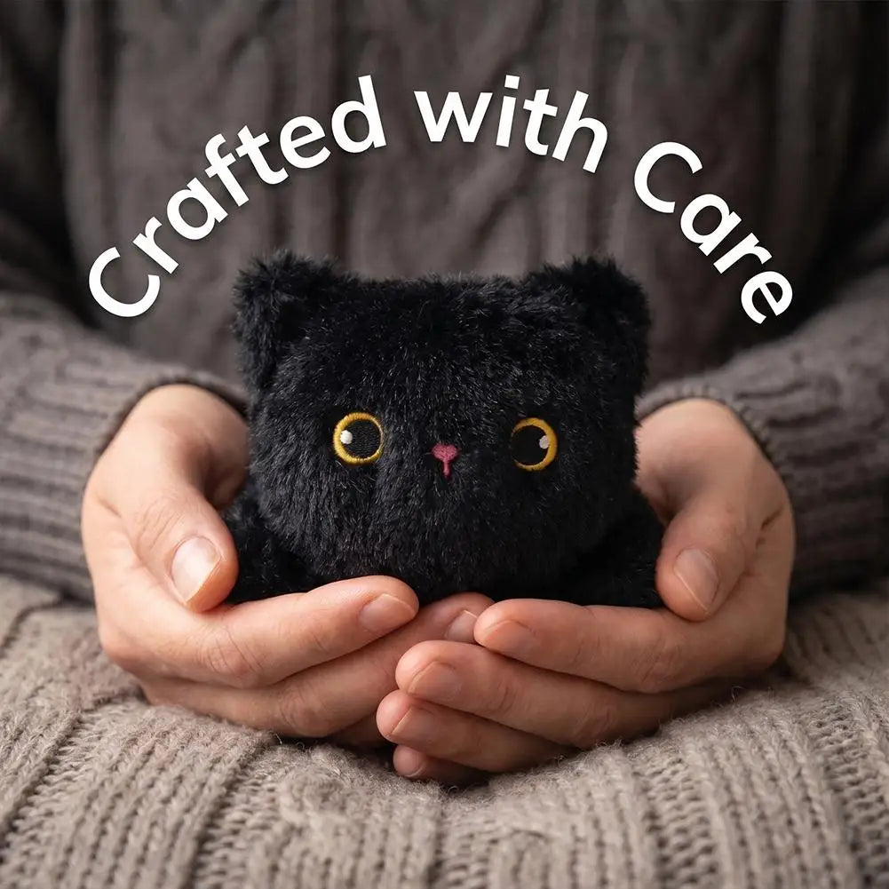 Fluffy Black Cat Plush Fridge Magnet | Cute Kitten Ornament Plush Fridge Magnet QXL