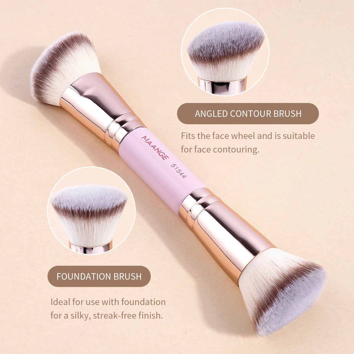 MAANGE 2-Pack Double-Ended Foundation & Contour Brush Set Makeup Brush Set QXL