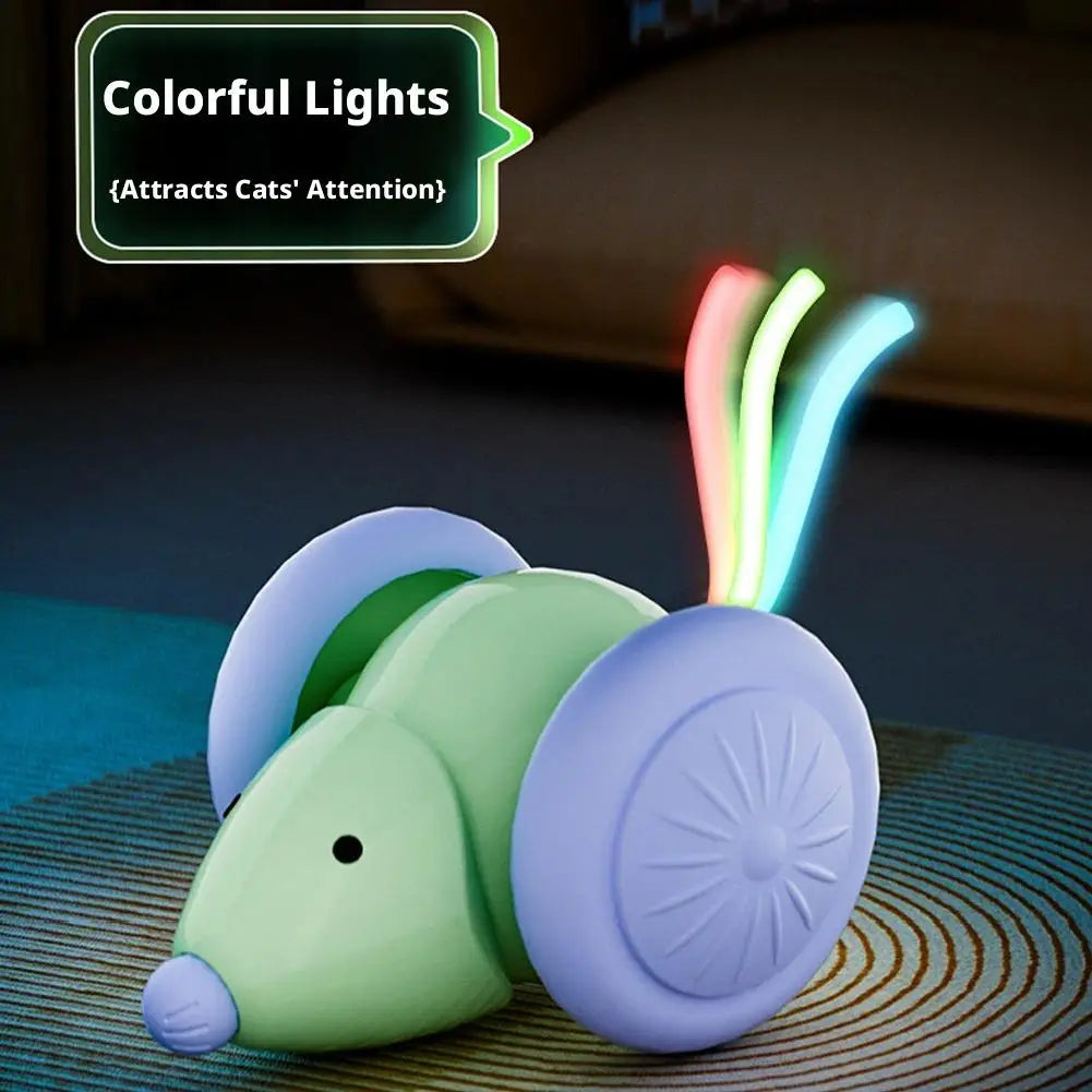 USB Rechargeable Automatic Moving Mouse Cat Toy with Lights Interactive Cat Toy QXL