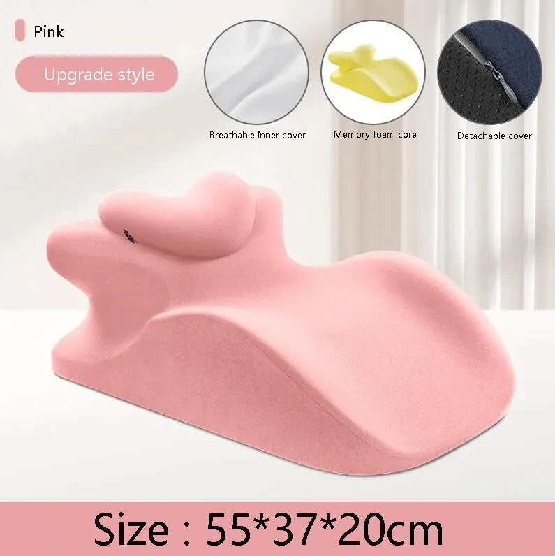 Memory Foam Prone Sleeping Pillow | Multifunctional Cushion Sleeping Pillow QXL Pink 55x37x20cm