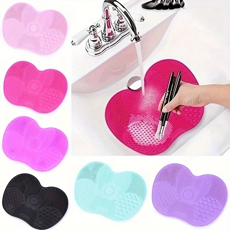 Silicone Apple Makeup Brush Cleaning Pad with Suction Cup Brush Cleaning Pad QXL