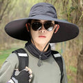 Wide Brim Sun Hat UV Protection | Foldable Mesh Cap Wide Brim Sun Hat QXL Dark gray