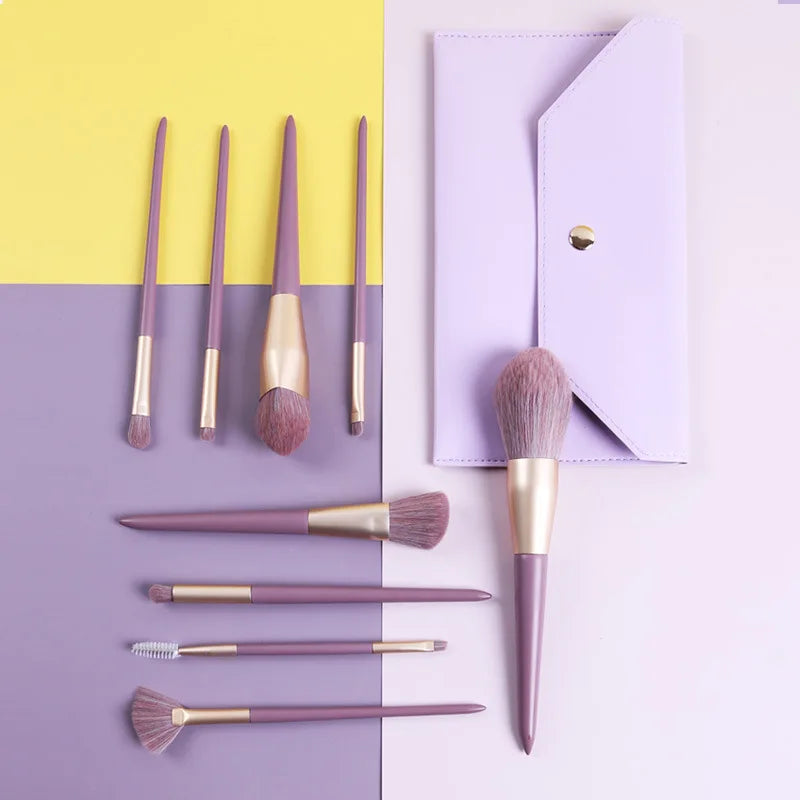 Zoreya 9-Piece Makeup Brush Set | Purple Sweet Potato Series Makeup Brush Set QXL