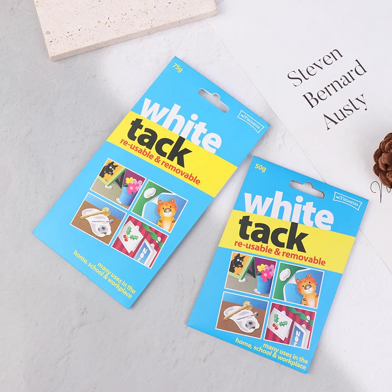 White Reusable Sticky Tack Adhesive Putty 50g/75g | Non-Toxic Adhesive Putty QXL
