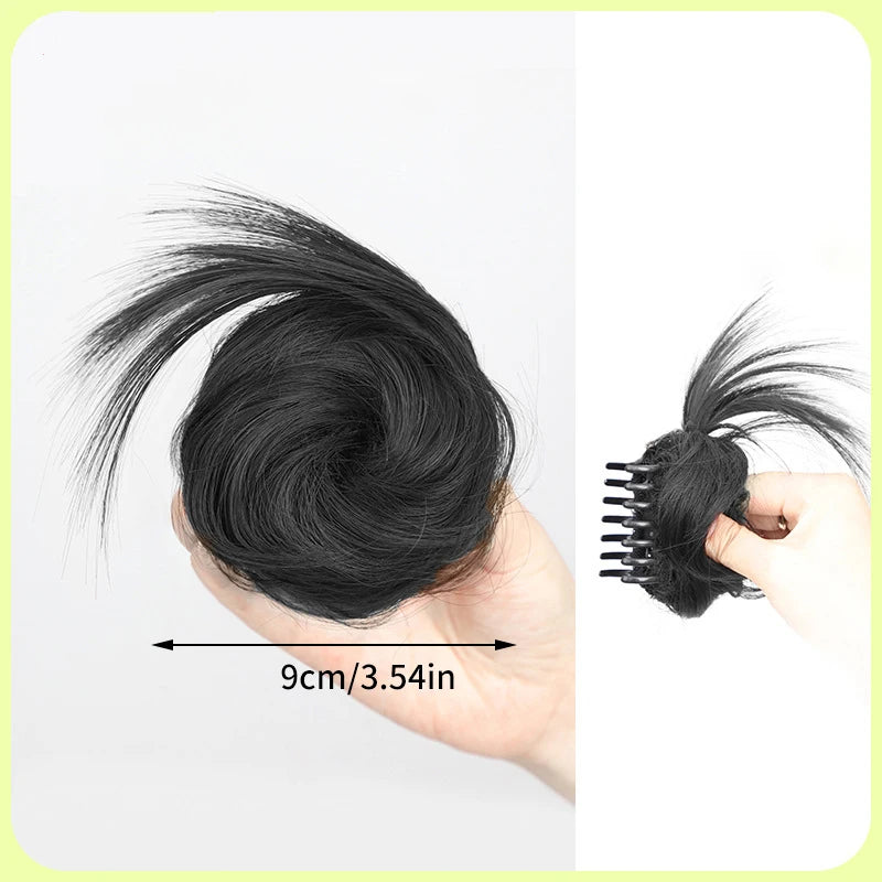 Synthetic Curly Hair Bun Clip – Elastic Scrunchy Ponytail Piece Hair Bun Clip QXL