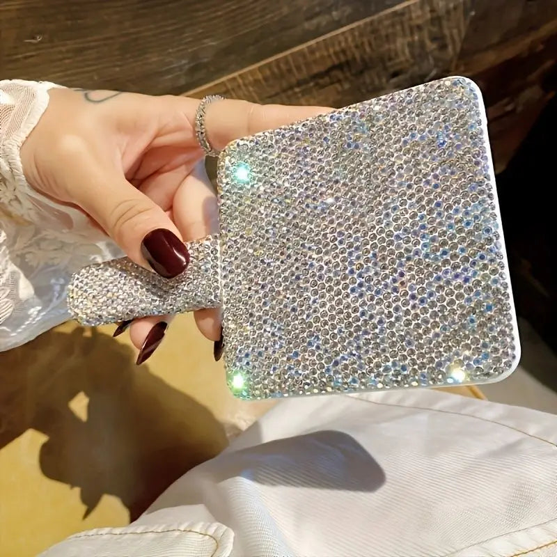 Luxury HD Handheld Makeup Mirror | Diamond Frame Gift Handheld Makeup Mirror QXL