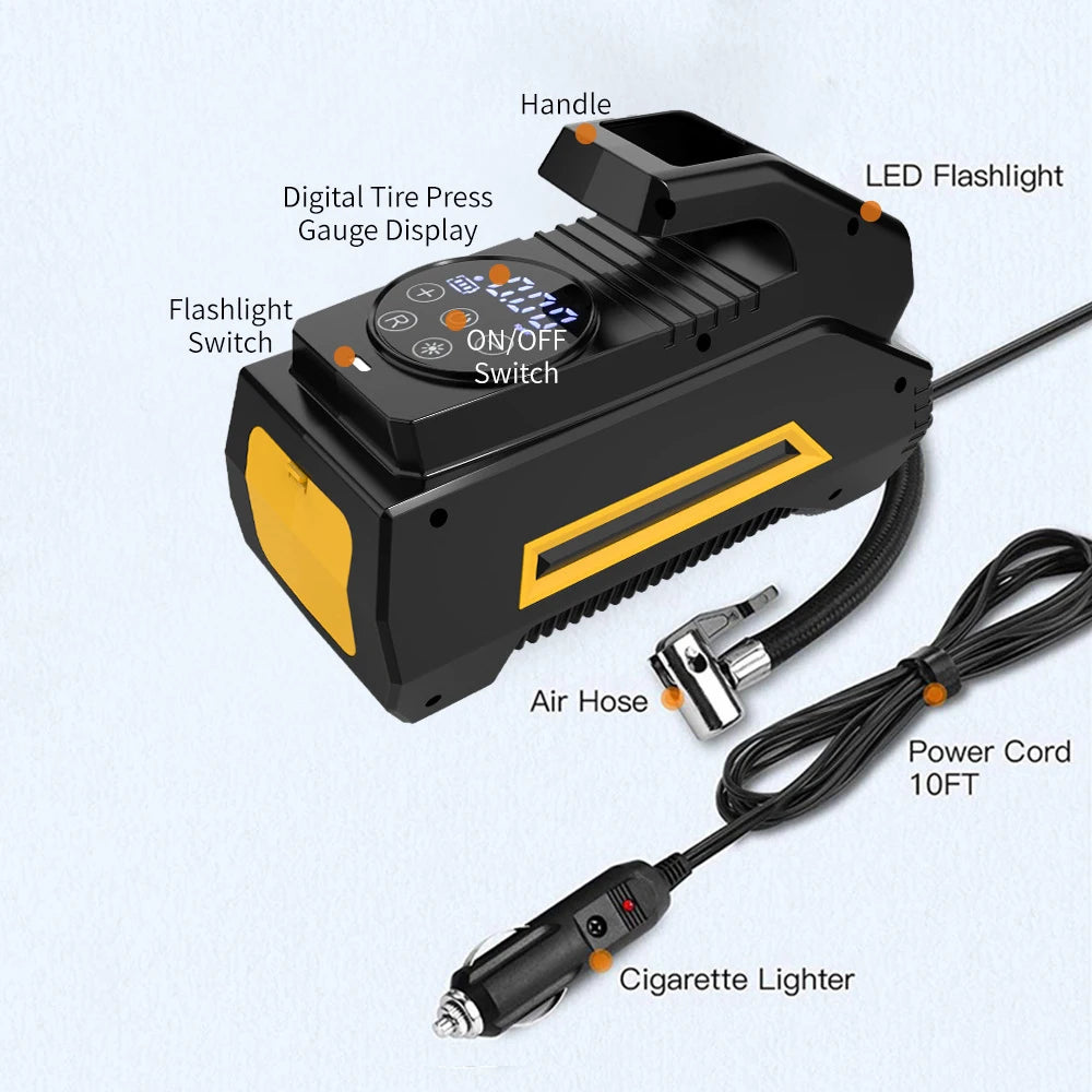 EAFC Portable Tire Inflator with Digital Pressure Gauge Tire Inflator Pump QXL