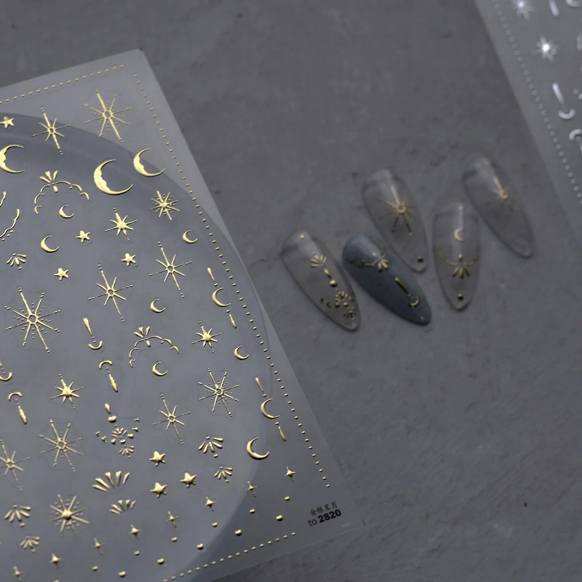 5D Japanese Retro Nail Stickers | Gold Silver Fire Star Decals Nail Art Stickers QXL
