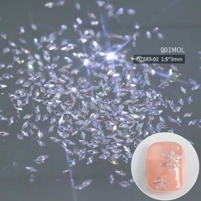 5A Aurora Zircon Nail Rhinestones | 50pc Mixed Shapes Charms Nail Art Rhinestones QXL 50pcs White