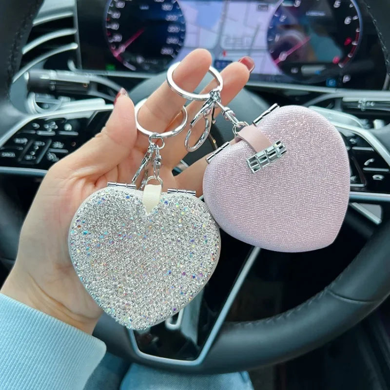 Double-Sided Diamond Compact Mirror Keychain | Travel Mirror Compact Travel Mirror QXL