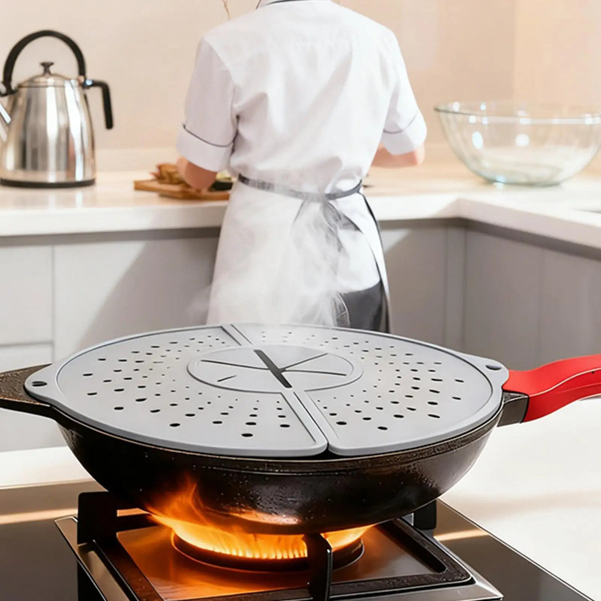 Foldable Silicone Splatter Screen & Frying Pan Cover Splatter Screen QXL