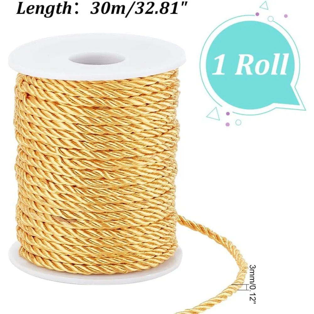 32 Yards 3mm Twisted Polyester Cord Trim | Crafts & Décor Rope Decorative Cord Trim QXL