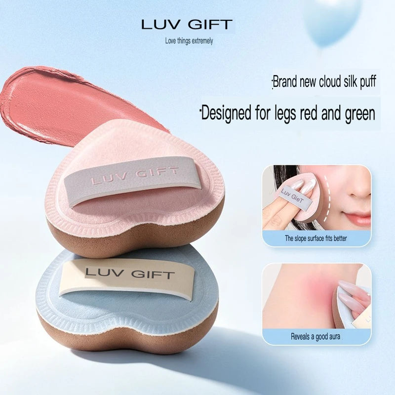 Heart Blush Powder Puff 2-Pack | Soft Cloud Silk Sponge Blush Powder Puff QXL