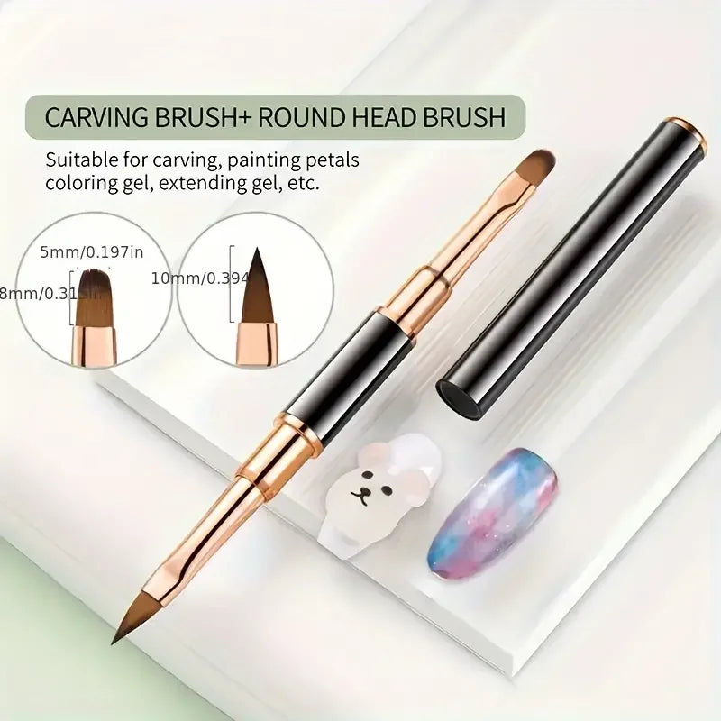 5-Pc Double-Ended Nail Art Brush Set | Liner & Detail Nail Art Brush Set QXL