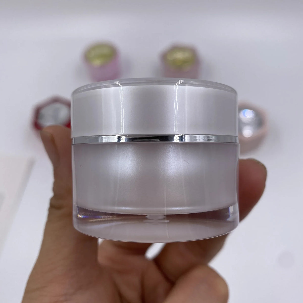 PS Acrylic Cream Jar 10g 15g 20g | Thick Bottom Cosmetic Bottle Cosmetic Cream Jar QXL 10G white