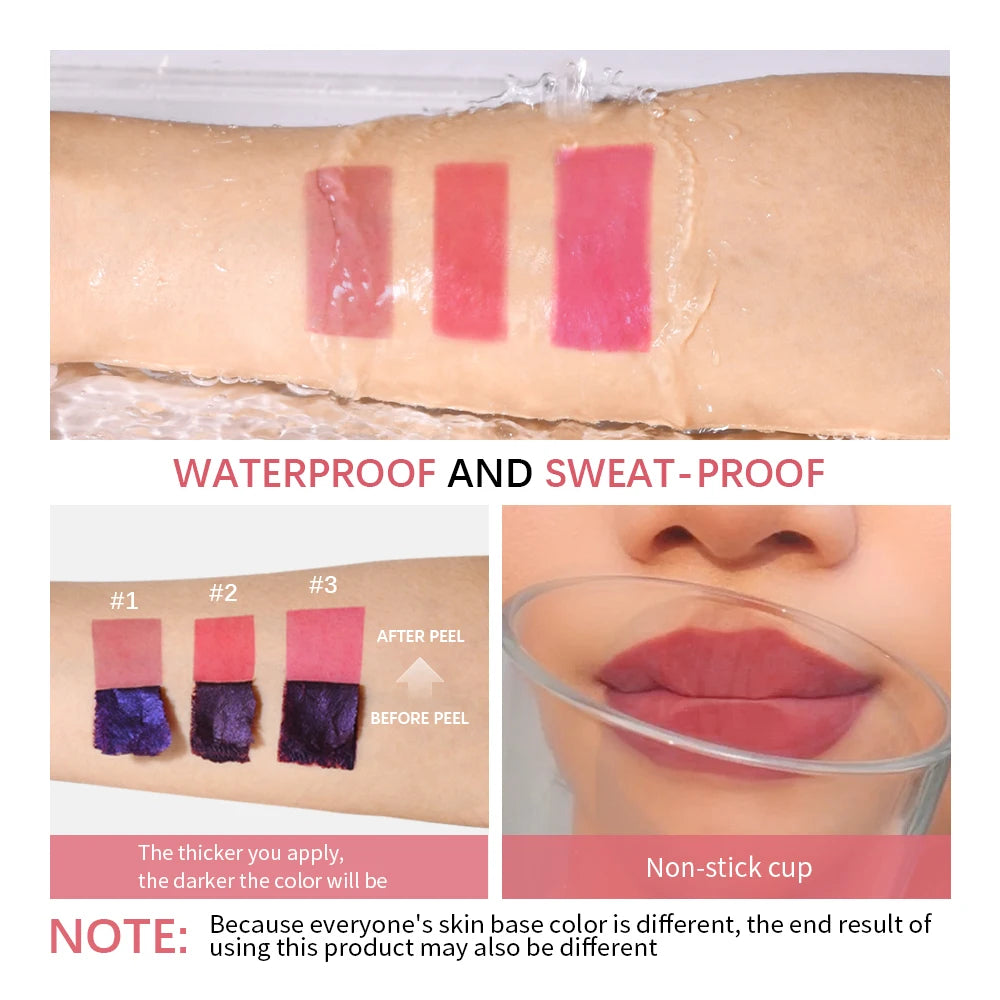 Matte Peel-Off Lip Tint Stain | Long-Lasting Liquid Lipstick Matte Lip Tint QXL