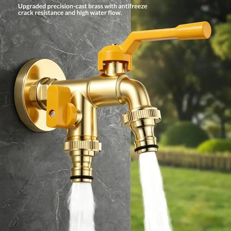 Outdoor Antifreeze Brass Faucet | 1-In 2-Out Garden Tap Outdoor Garden Faucet QXL Default Title