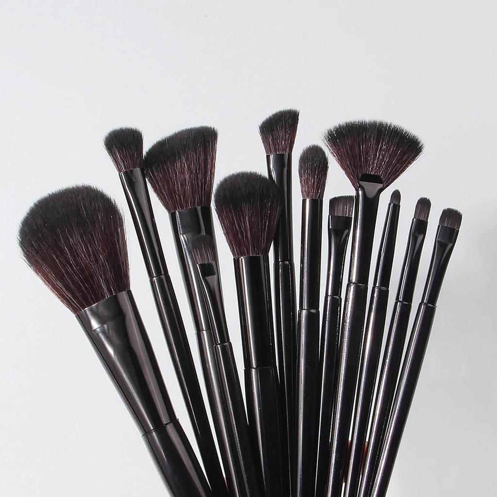 12-Piece Makeup Brush Set | Powder, Fan, Concealer & Eyeshadow Makeup Brush Set QXL