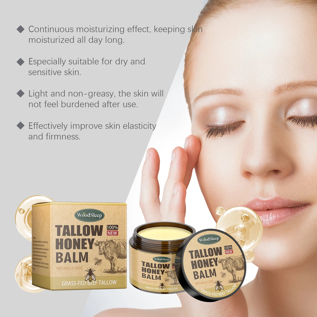 WOODSLEEP Tallow Honey Balm – Moisturizing Face Cream 60g Face Moisturizer Balm QXL
