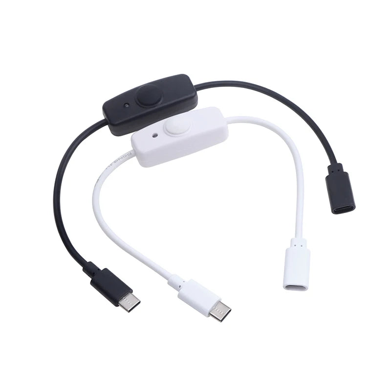 USB-C Extension Cable with ON/OFF Switch Button – 30cm USB Switch Cable QXL
