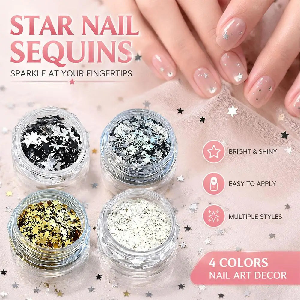 Star Glitter Nail Sequins | Mixed Size DIY Manicure Decor Nail Art Sequins QXL