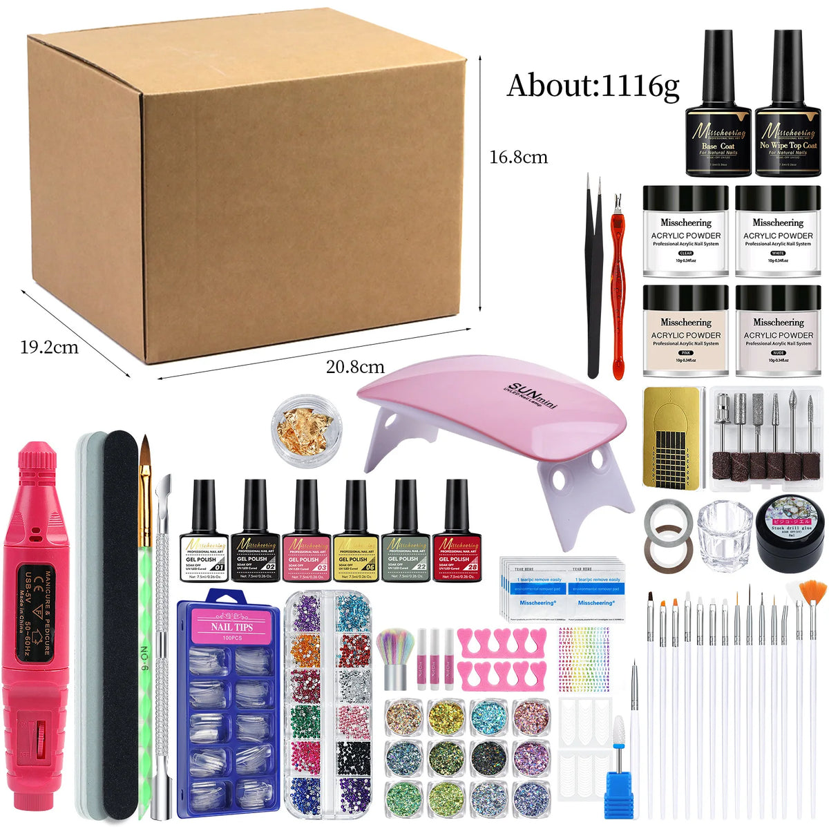 Professional Nail Drill & Nail Art Kit with Glitter | Beginner Set Nail Art Kit QXL