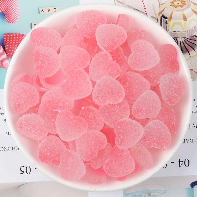 10-Pack 3D Gummy Heart Nail Charms | Kawaii Resin Decorations Nail Art Charms QXL