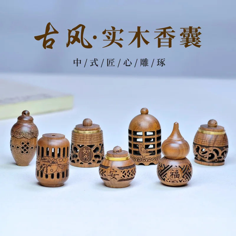 Hollow Carved Wood Essential Oil Diffuser Pendant | Car & Home Essential Oil Diffuser QXL