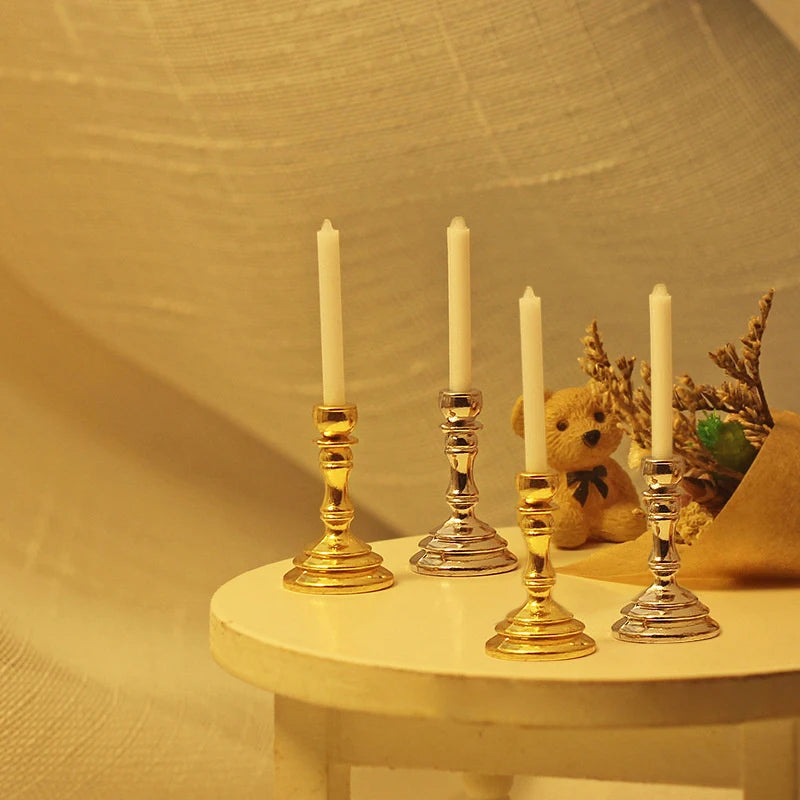 1:12 Dollhouse Miniature Candle Holders – Candelabra Pair Dollhouse Miniature QXL