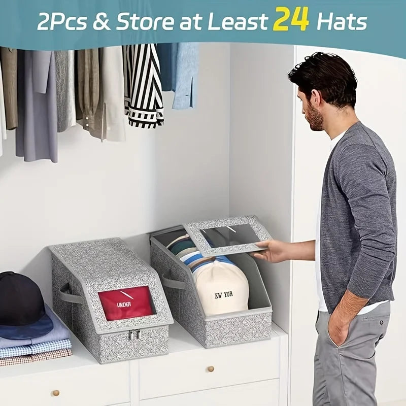 Stackable Hat Organizer Bag for Baseball Caps | 1-2 Pack Hat Storage Organizer QXL