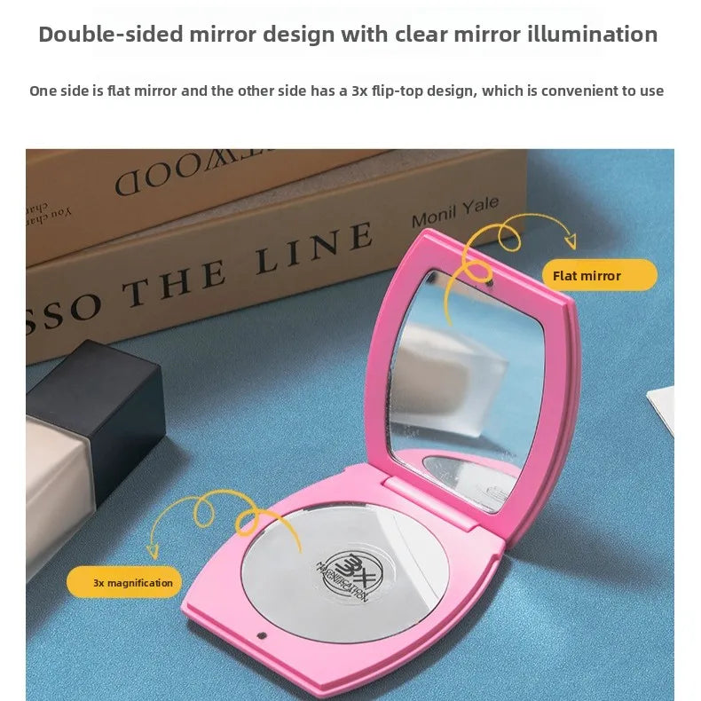 Portable Folding Double-Sided Makeup Mirror | 3X Magnification Compact Makeup Mirror QXL