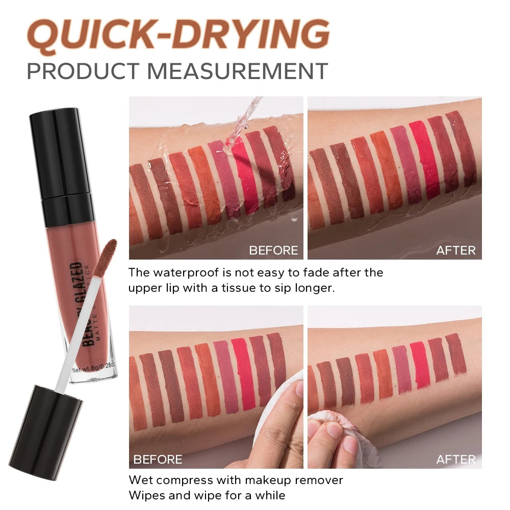 Beauty Glazed 20-Color Matte Lipstick | Waterproof Lip Tint Matte Lipstick QXL