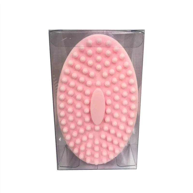 Silicone Body Scrubber Exfoliating Bath Brush & Shower Massager Silicone Bath Scrubber QXL Pink 1Pc