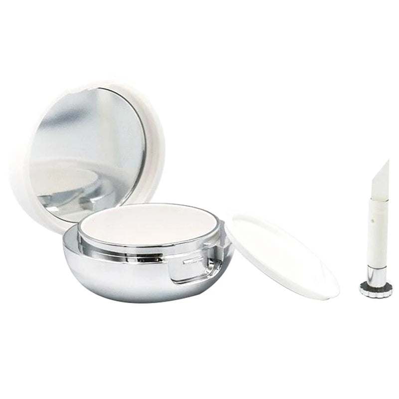 White Round Acrylic Lip Container with Brush & Mirror | 15ml Lip Cosmetic Container QXL