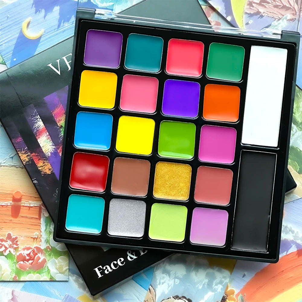 22-Color Face & Body Paint Palette | Halloween Cosplay Party Face & Body Paint QXL
