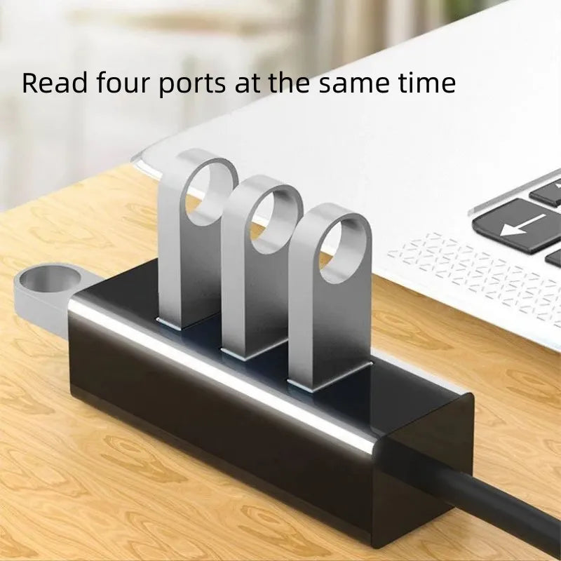 4-Port USB 3.0 Hub with Power Adapter | Plug & Play Splitter USB Hub QXL