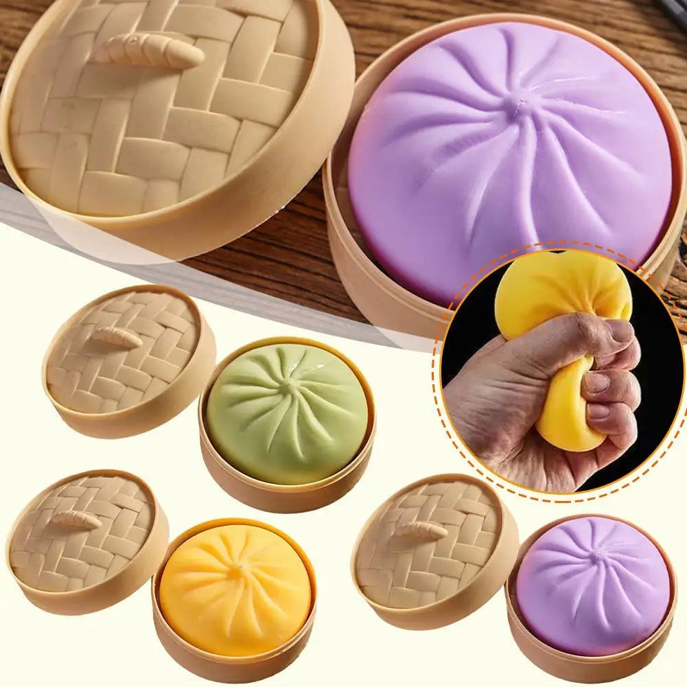 Dumpling Squishy Toy | Steamed Bun Squeeze Fidget Ball Squishy Fidget Toy QXL