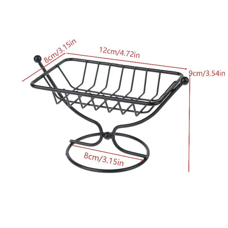 Rustproof Metal Soap Dish Holder | Square Wire Drain Design Soap Dish Holder QXL