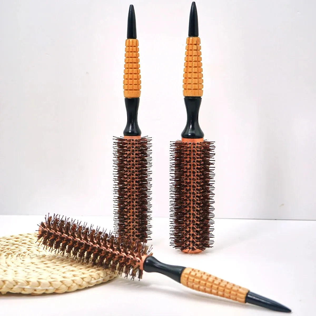 Wood Handle Boar Bristle Round Brush | Anti-Static Styling Boar Bristle Round Brush QXL