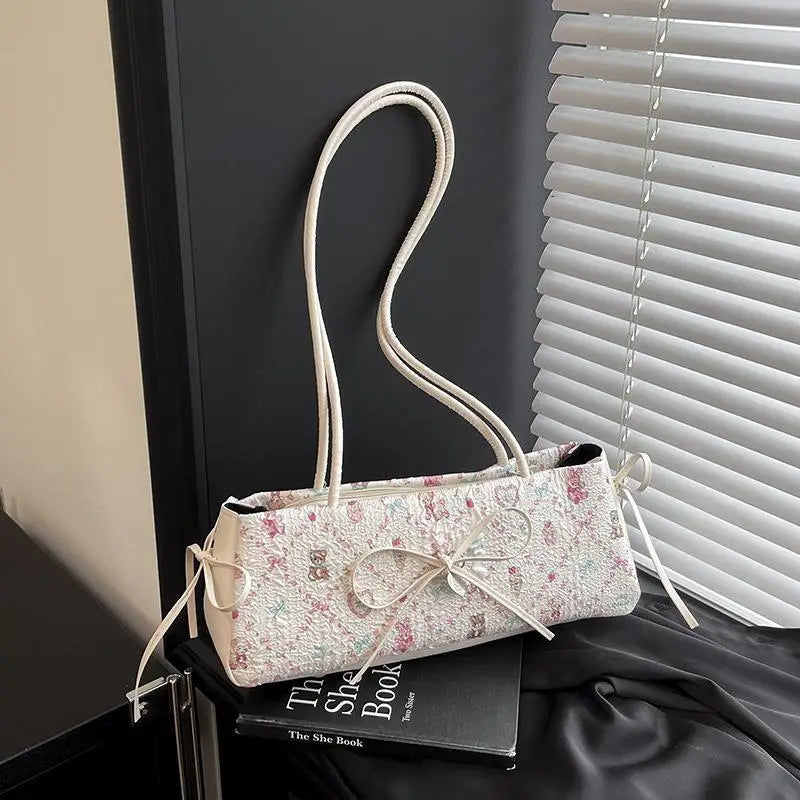 Sweet Bow Cartoon Print Shoulder Bag | Large Capacity Tote Shoulder Tote Bag QXL