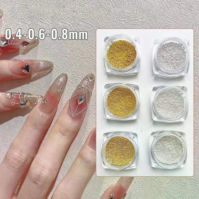 Mini Metal Caviar Nail Beads 0.4–1.5mm | DIY Nail Art Nail Art Beads QXL