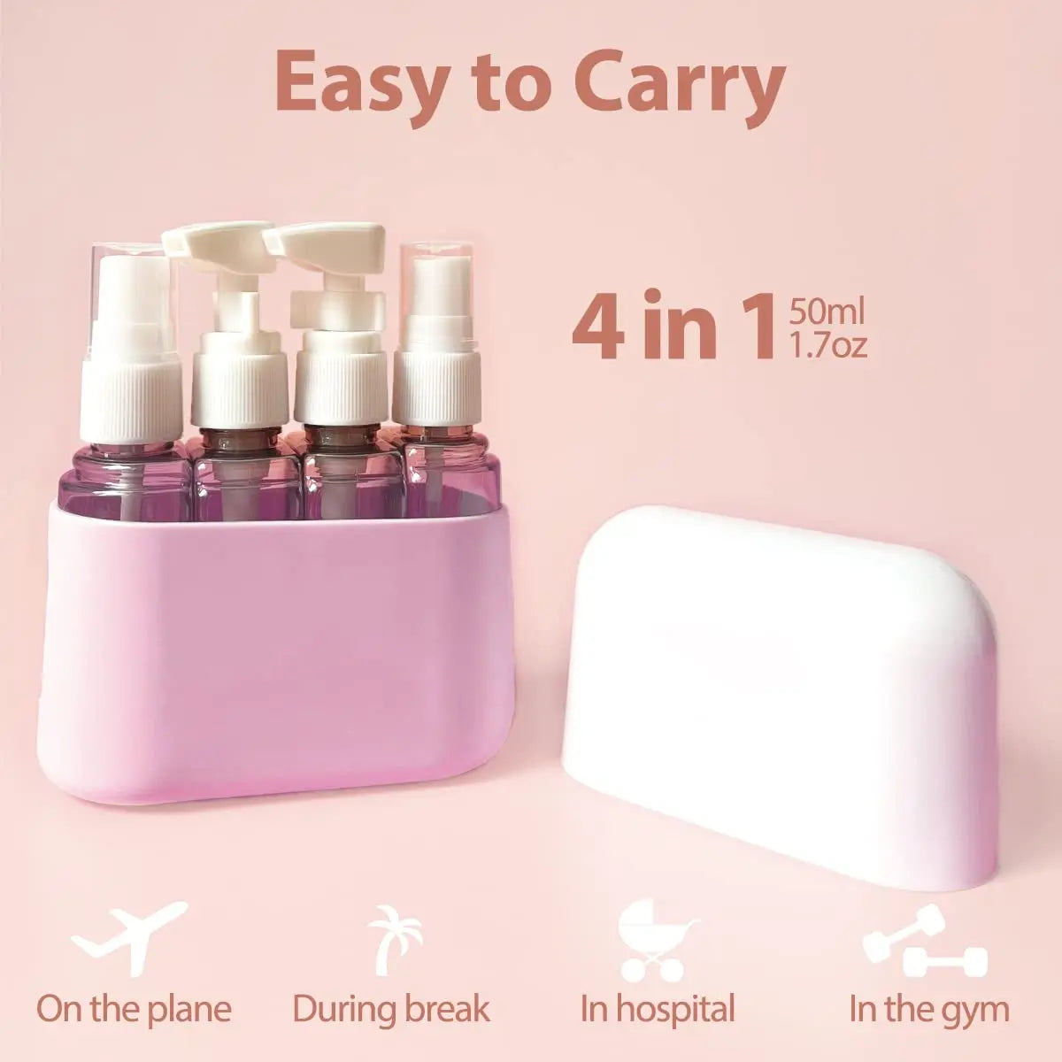 4-Piece TSA Approved Leak-Proof Travel Bottles Set | 50ml Travel Bottle Set QXL