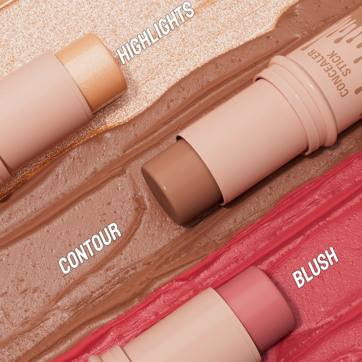 3-Piece Contour Stick Set | Matte Highlight & Blush Wand Contour Stick Set QXL