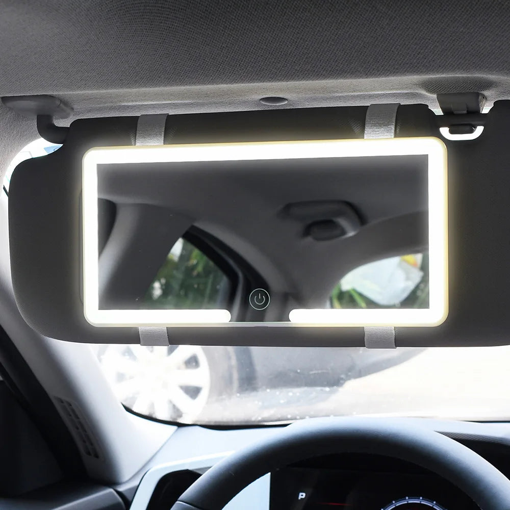 LED Car Sun Visor Vanity Mirror – 60 LEDs & 3 Light Modes Car Vanity Mirror QXL WHITE