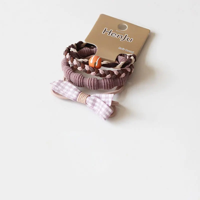 Korean Plaid Hair Ties – High-Elastic Gentle Hold for Girls Hair Ties QXL