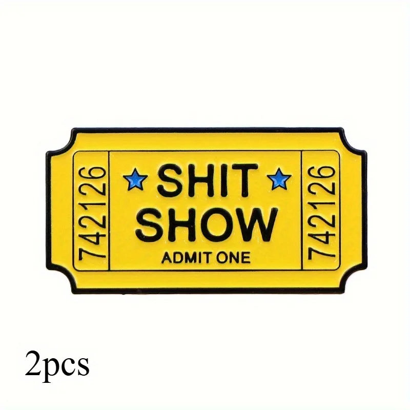 2-Pack "Admit One" Enamel Pins | Novelty Lapel Badge Brooch Set Enamel Lapel Pin QXL 2pcs