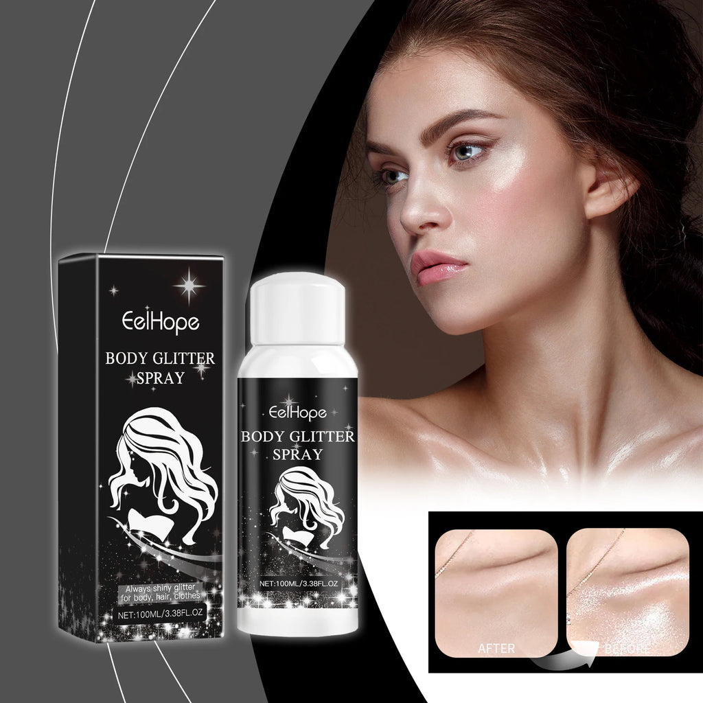 Eelhope Body & Face Glitter Spray | Shimmer Highlighter 100ml Body Glitter Spray QXL